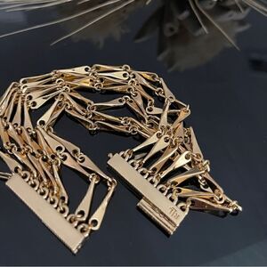 Ralph Lauren gold tone layered chain statement bracelet